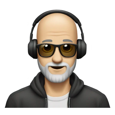 Bald guy with grey beard DJing sticker
