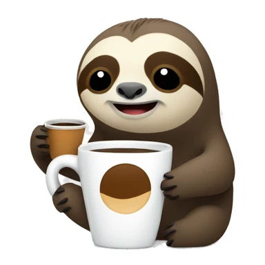 Sloth with coffee mug simple clean ios emojis sticker