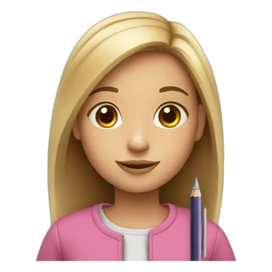 Girl with pen pencil book sticker