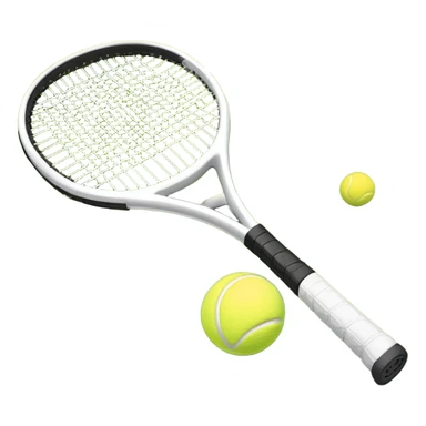 A tennis racket and ball on a grass or hardcourt surface, symbolizing the sport. The racket has a sleek design with tightly strung strings, while the bright tennis ball rests nearby, capturing the essence of precision, agility, and competition. sticker