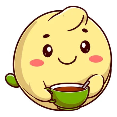 dumpling sipping tea sticker