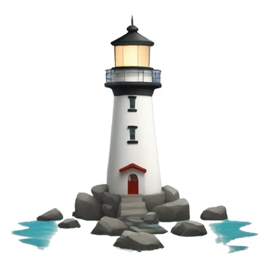 Lighthouse surrounded by rocks and water sticker