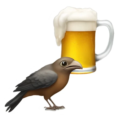 A Bird driking beer sticker