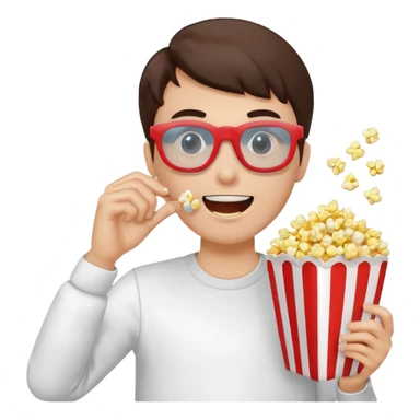 eating popcorn with 3D glasses sticker
