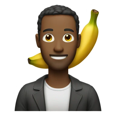 man holding a banana sticker