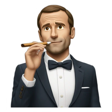 Macron smoking a cigare sticker