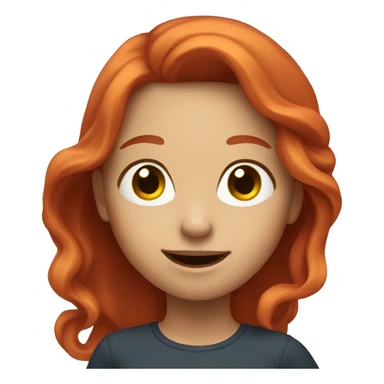 Girl with long red hair waving  sticker