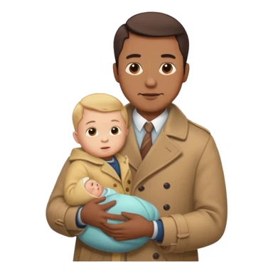 a mustache dad wearing vintage clothes with vintage coat holding his baby  sticker