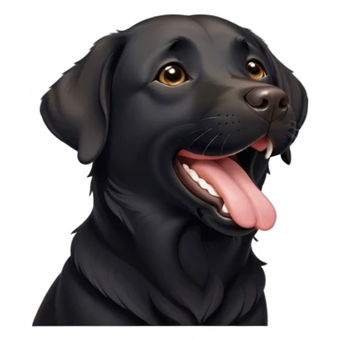 Cinematic Cute Yawning Black Labrador Portrait Emoji, Head tilted slightly with a dramatic, wide-open yawn, showcasing a smooth black Fur with a velvety texture, floppy ears slightly drooping, round brown eyes barely open in drowsy contentment, Simplified yet irresistibly adorable features, highly detailed, glowing with a soft, cozy glow, high shine, relaxed yet expressive, stylized with a touch of whimsy, bright and endearing, soft glowing outline, capturing the essence of a sleepy yet affectionate companion, so drowsy it feels like it could stretch out of the screen and curl up for a nap! sticker