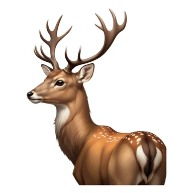 Cinematic Noble Deer Portrait Emoji, Poised and regal, with a graceful, slender build and a dappled coat of warm browns and creams, elegant antlers crowning its head, deep-set soulful gentle eyes, Simplified yet sharp and sophisticated features, highly detailed, glowing with a soft, dignified glow, high shine, intelligent and serene, stylized with an air of forest majesty, focused and attentive, soft glowing outline, capturing the essence of a watchful woodland guardian, so majestic it feels as though it could gracefully leap out of the screen with effortless authority! sticker
