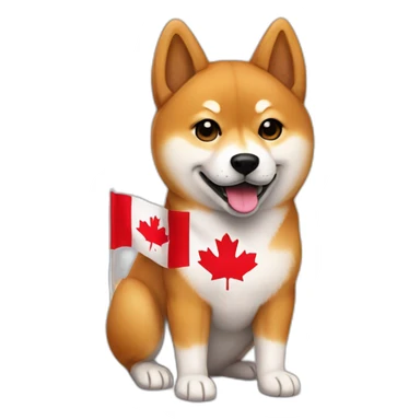 Shiba with canada flag sticker