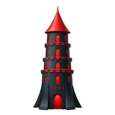 iOS sticker, dark fantasy tower, monochrome red, minimal sticker