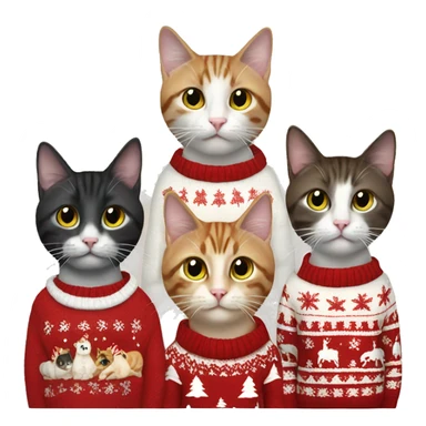 5 cats in christmas sweaters sticker