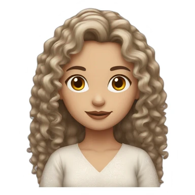 White skin color pakistani girl with curly long hair sticker