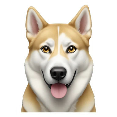 Yellow husky, Akita, shepherd mix dog with blue eyes sticker