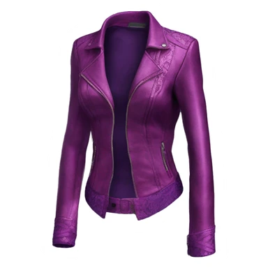 Realistic isolated side view of a metallic magenta open leather jacket with a purple lace camisole underneath it. sticker