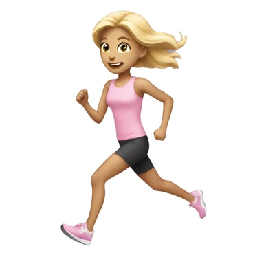 blonde girl running wearing pastel pink sticker