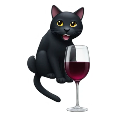 big black cat holding a wine glass sticker