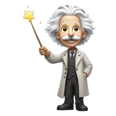 Albert Einstein holds a magic wand in his hand sticker