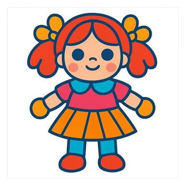 cute and colorful toy doll sticker