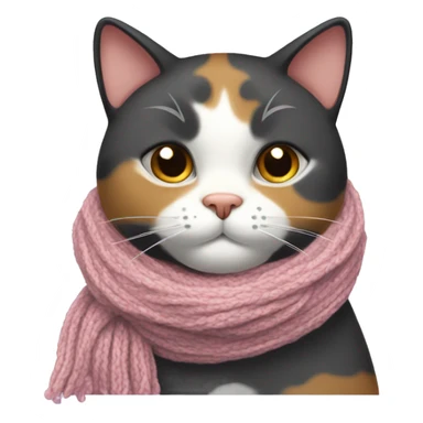 Fat Calico cat wearing a knit scarf sticker