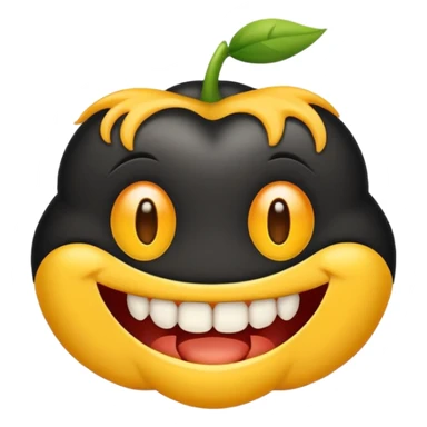 Emoji de pele preta com aparelho dentário bragets com os dentes a mostra bem amarelo sticker
