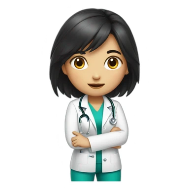 doctor girl with dark hair doing squats sticker
