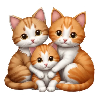 3 kittens cuddling together all different colours, the first one is grey and white, the second is ginger and white and the third is brown tabby and white sticker