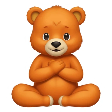 Create a orange friendly bear, make him look like from a kid cartoon and make him smile. Show his whole body. Make him look shy and cross his leg while he is standing sticker