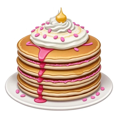 stack of pancakes with whip cream and pink and red sprinkles sticker
