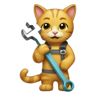Cat holding a wrench sticker