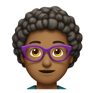 Persona de color morena con cabello rizado, lentes y abrigo con cara de eufori sticker