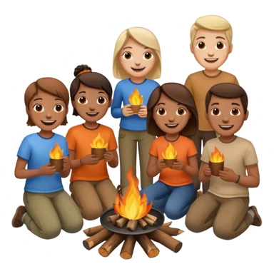 people gathering the campfire sticker
