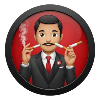 Draw a no smoking sign. Next to it, there is a man in a suit smoking a cigar. sticker