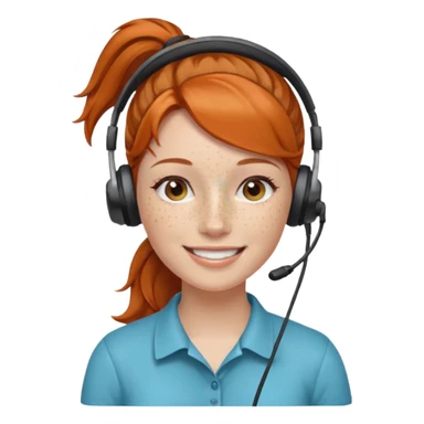 receptionist face ponytail ginger with headpset sticker