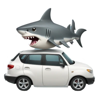 shark riding on a car sticker