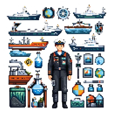 Vladivostok oceanography sailor with research vessel and marine scientific equipment sticker