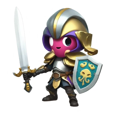 \splatoon squid warrior with knights sword and shield sticker