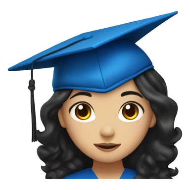 asian girl wearing blue graduation cap with long curly black hair sticker