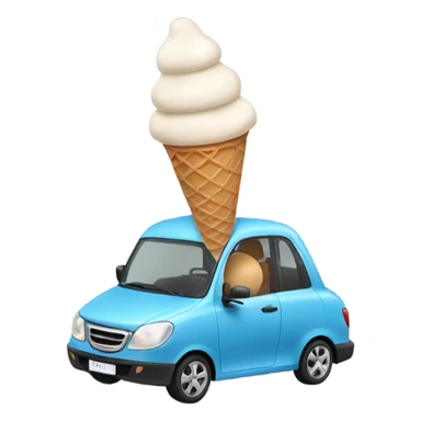 Ice cream cone driving a car sticker