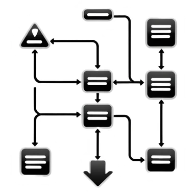 A black and white flowchart sticker