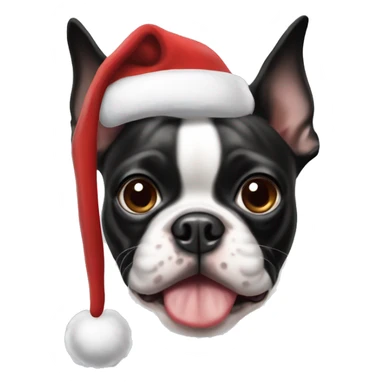 boston terrier in a santa hat sticker