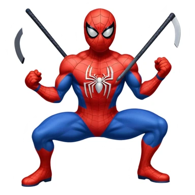 Muscular Spider-Man wearing a hockey mask sticker
