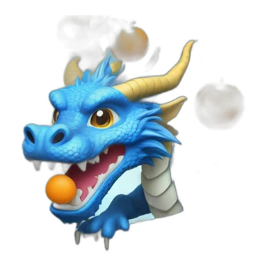 Blue Chinese dragon picking tangerines from a tree sticker