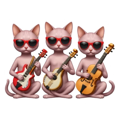 Hairless cat sunglasses trio music band sticker