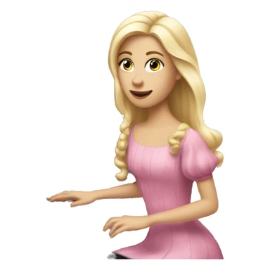 Girl wearing a pink dress and blonde hair playing piano at a royal  sticker