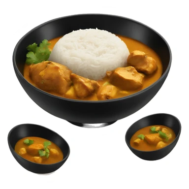 Black bowl with chicken curry and rice  sticker