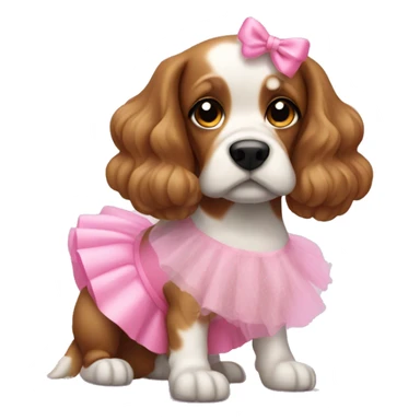 a cocker dog with a pink tutu sticker
