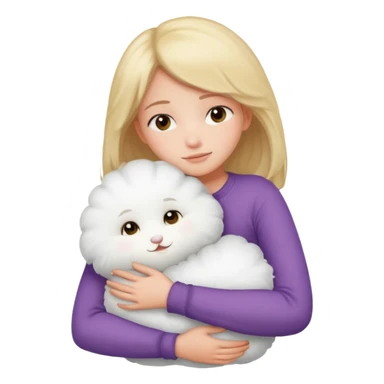 Girl hugging pillow sticker