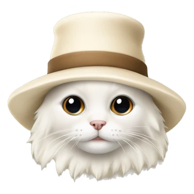 White and cream colored ragdoll with a hat that says BONGUS on the hat  sticker
